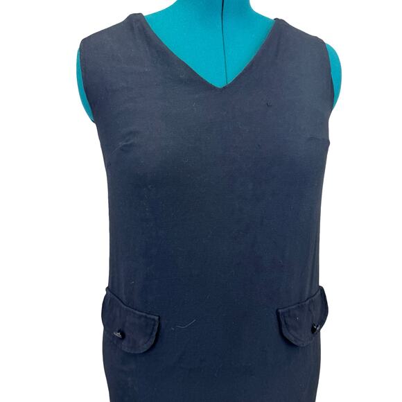 1960s Black Mod Shift Dress w/ Pockets | Size 12 | Vintage Classic - Picture 1 of 16